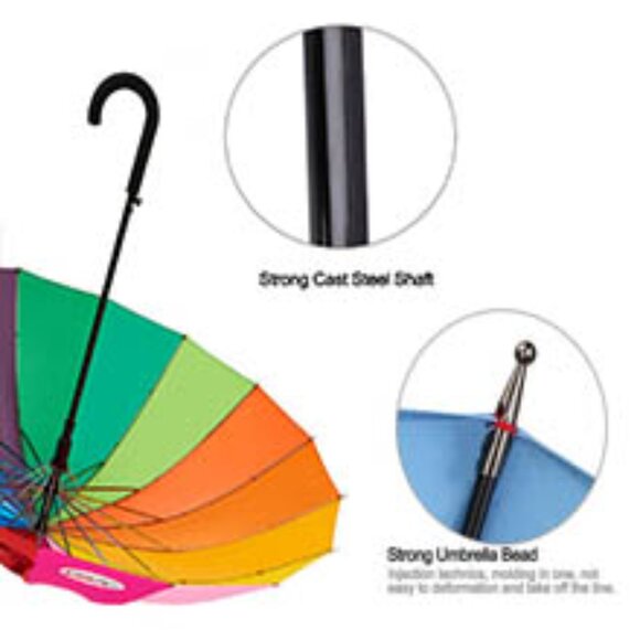 Variety To Go® 16 K Large Rainbow Umbrella(Hook Handle) - Picture 6 of 7
